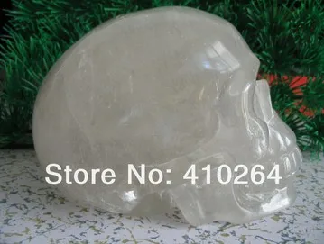YM 328 FengShui Good Luck Clear Quartz Rock Skull Carving Realist Crystal statue | Дом и сад