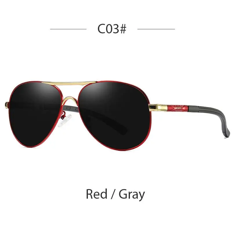 Red Gray BAVIRON Для мужчин солнцезащитные очки поляризованные дизайнерские солнцезащитные очки-авиаторы Для мужчин Прямая поставка классические солнцезащитные очки Винтаж влияние Gafas uv400 - Цвет линз: Red Gray