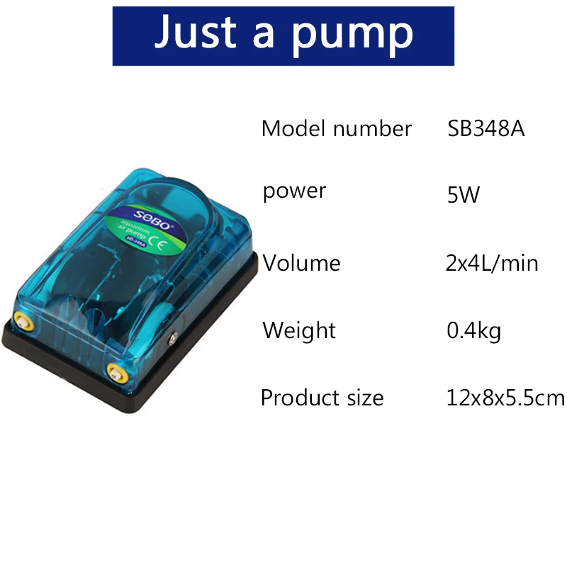 SB348A just a pump Аквариум собо воздушный насос воздушный компрессор для аквариума тихий воздушный контроль аквариумные рыбки аксессуары двойной/один выход - Цвет: SB348A just a pump