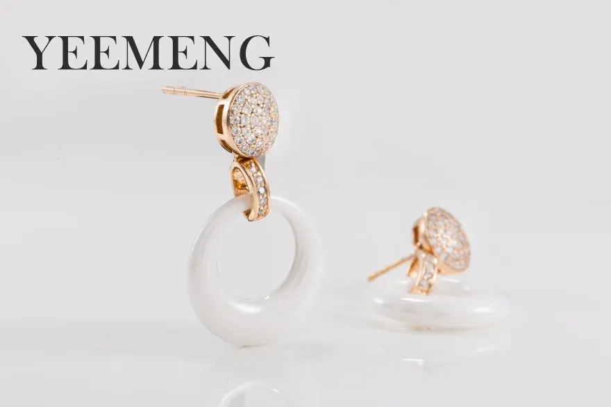 YEEMENG, простой стиль, женские серьги-капли, гладкий белый круг, керамика, с микро-цирконами, висячие серьги, ювелирные изделия, вечерние, подарок
