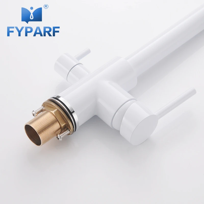 FYPARF кран для кухонной раковины с белой росписью, смеситель с вращением на 360 градусов, кран для очистки воды, латунный кран с двойной ручкой, кран для питьевой воды