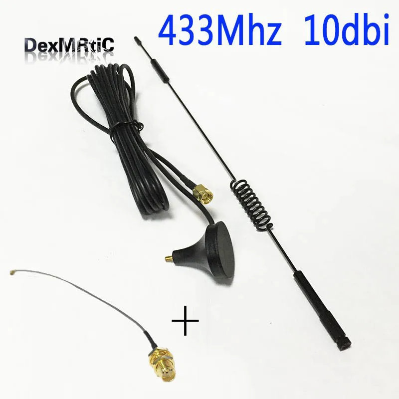 

433mhz Wireless Module Antenna 10dbi High Gain Sucker Aerial 3m Cable Sma Male + Ipx / U.Fl To Sma Female Pigtail Cable 15cm