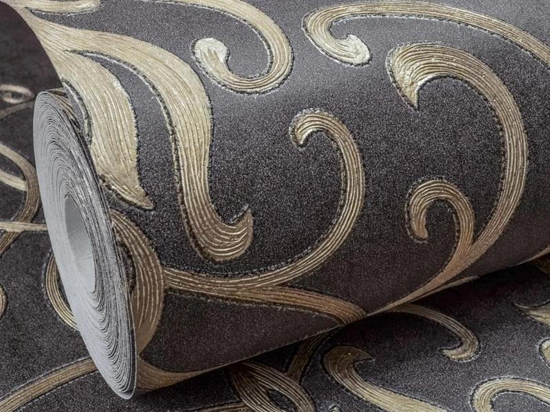 Новый рулон обоев с крупным дамасским узором, тиснением 3D, золотисто-коричневого цвета, винтажный шикарный французский стиль для облицовки стен.