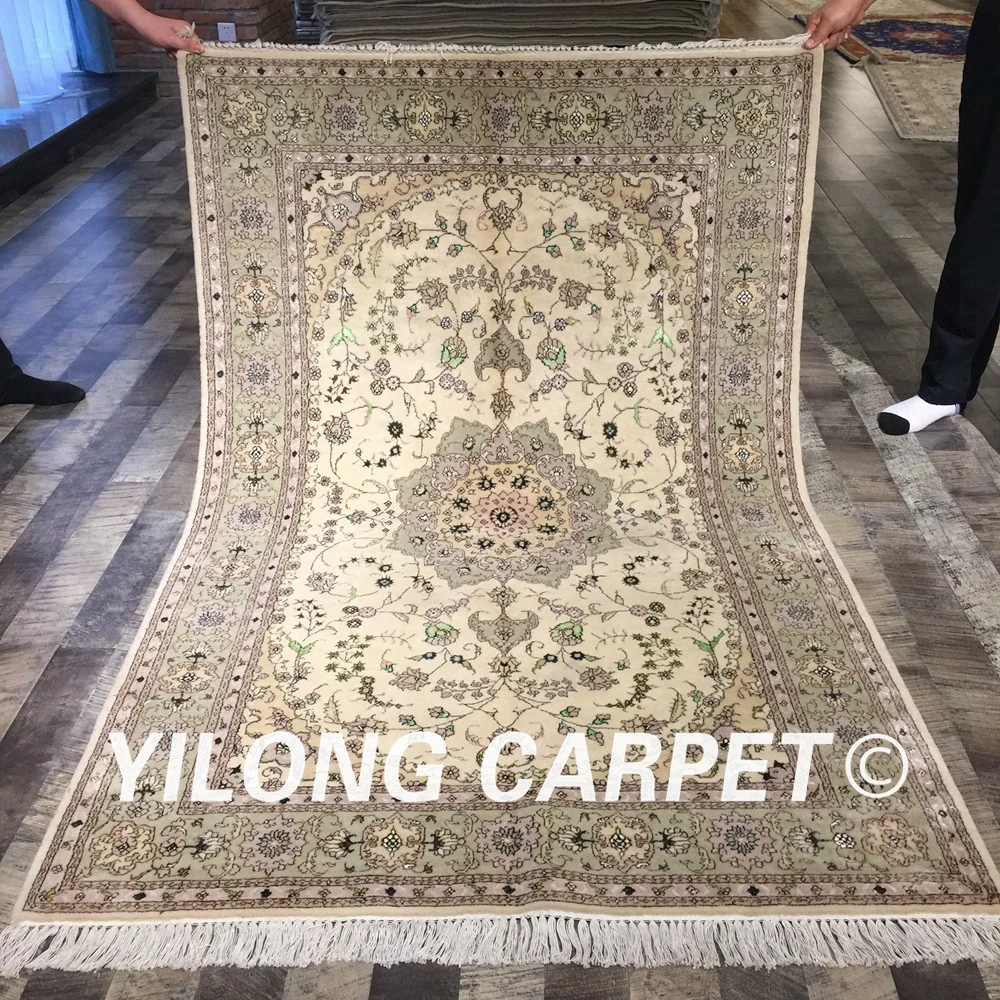 Yilong 4'x6' сотканный вручную шерстяной Шелковый персидский стиль ковер прочный