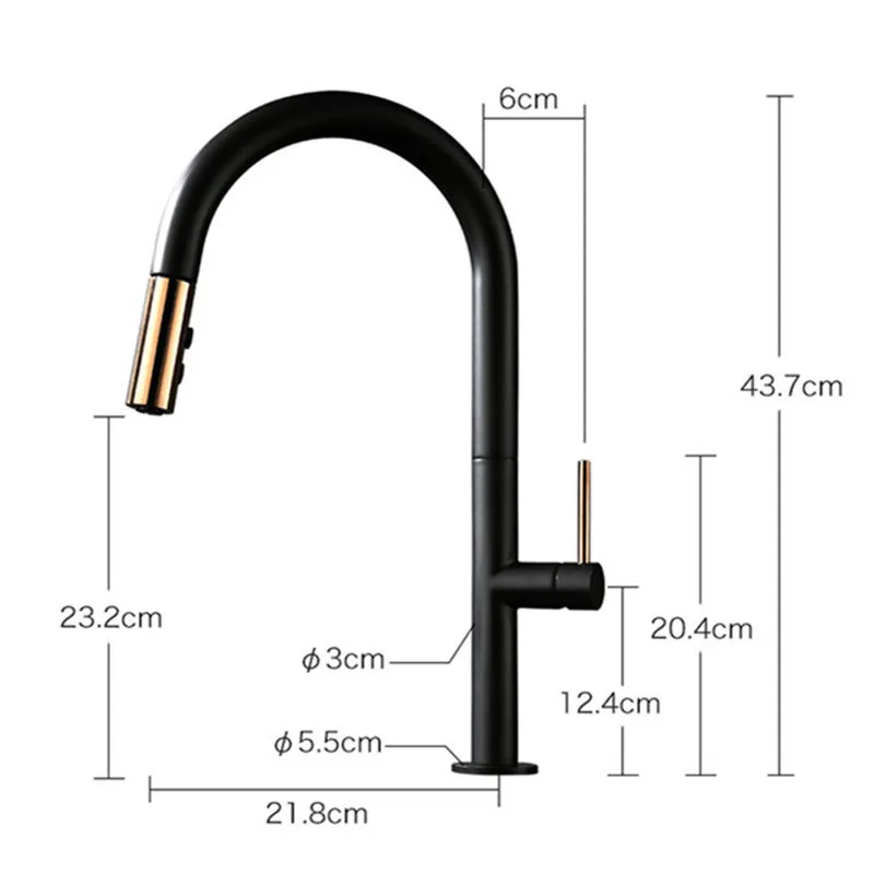 

Kitchen Sink Faucets Brass Black Baking Painted Pull Out/Down Kitchen Mixer Tap Single Handle Hot and Cold Kitchen Crane Faucet