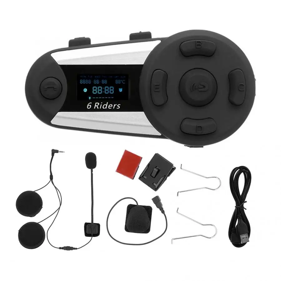 Bluetooth-гарнитура T20S мотоциклетная полнодуплексная с дисплеем | Автомобили и