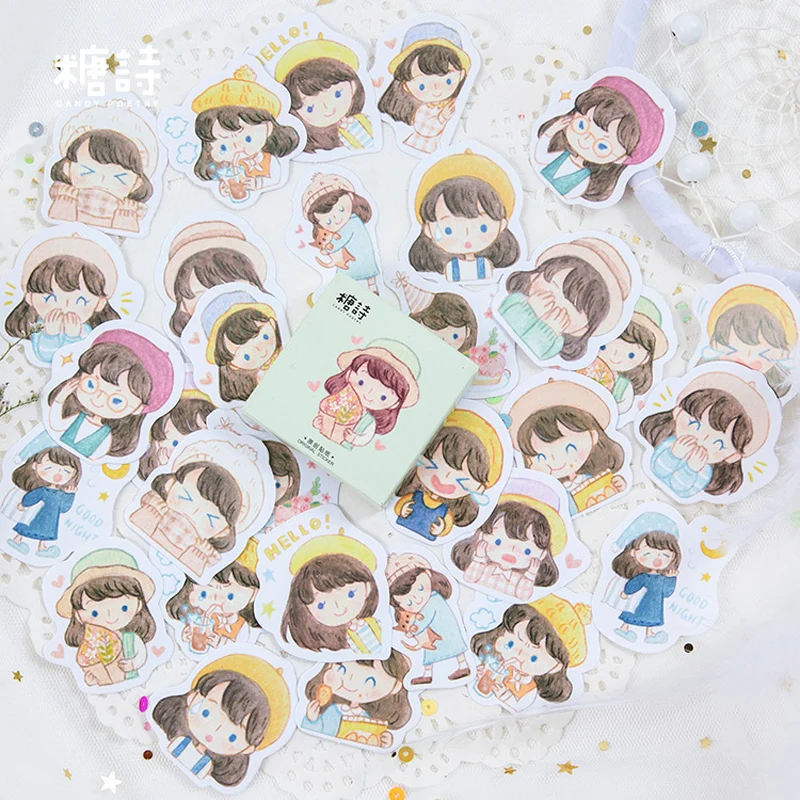 

45Pcs/Box Lovely girl Stickers Set Decorative Stationery Stickers Scrapbooking DIY Diary Album Stick Lable TZ246
