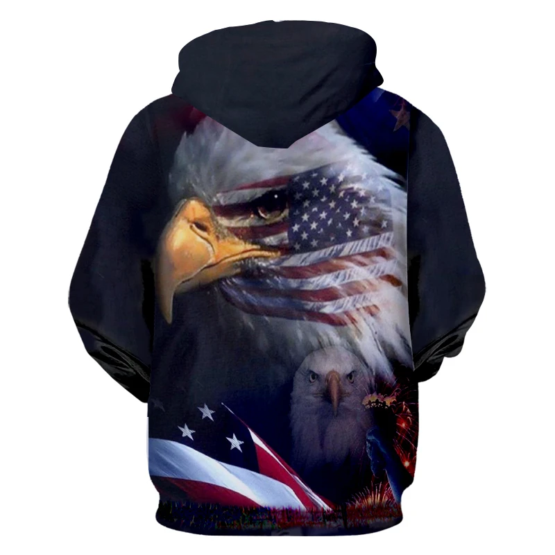 OGKB new cool hoodie men's women's clothing printing 3D American flag eagle streetwear hip hop hooded | Мужская одежда