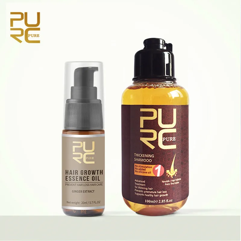 

PURC Grow hair fast Hair Growth Essence Oil Treatment Preventing Hair Loss Care And Thicken Hair Shampoo Set