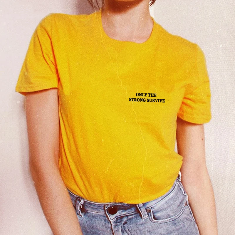 Женская футболка с надписью Only The Strong Survive модные футболки Passion Tees 90s повседневные