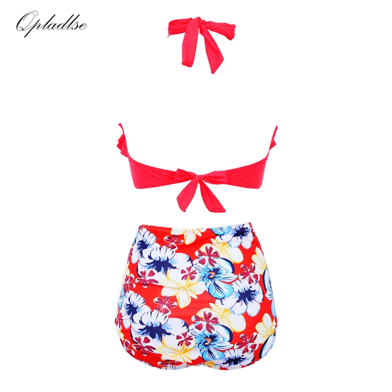 2019 Bather Swimsuit Women Swimwear Ruffle Bikini High Waist Halter May Beach Sexy Bathing Suit Push Up Swimming Suits Female |