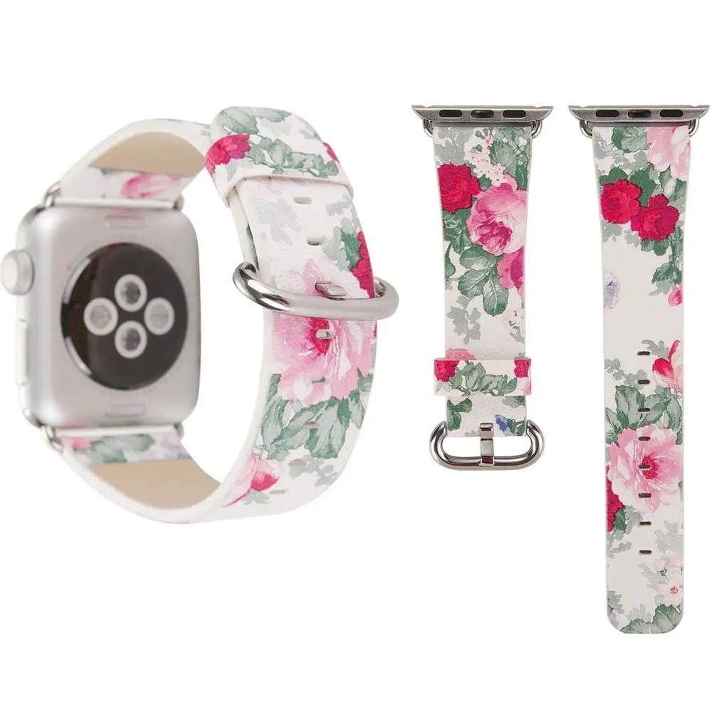 Китайский ремешок с чернилами для Apple Watch band 5 4 3 2 1 44 мм 40 42 38 браслет цветочным