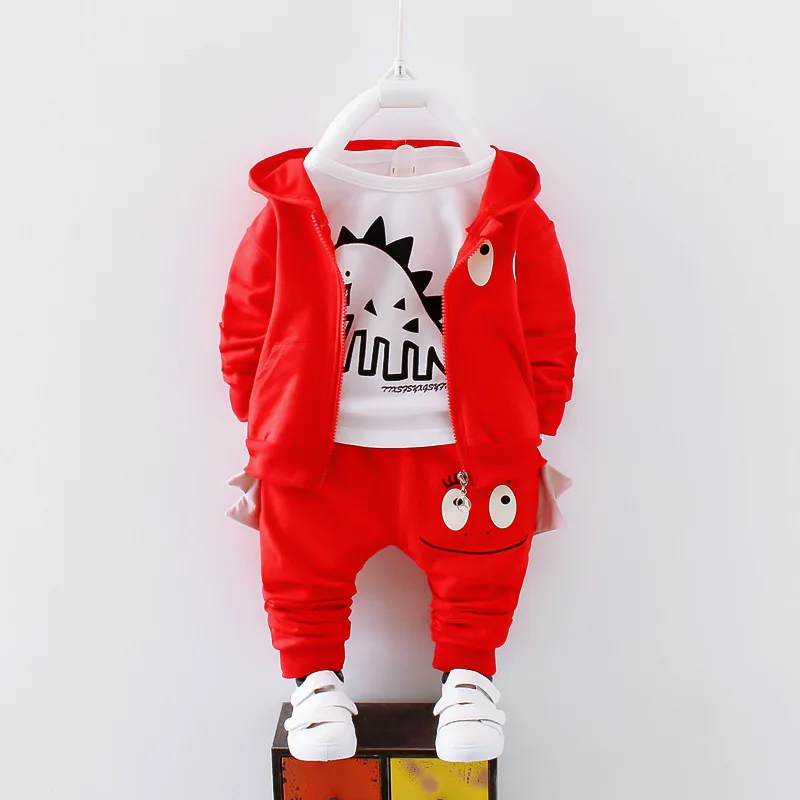 Toddler boys sprign autumn clothing set fashion cartoon longsleeve t-shirt+Hooded jacket+pants 3pcs kids outfits tracksuit |