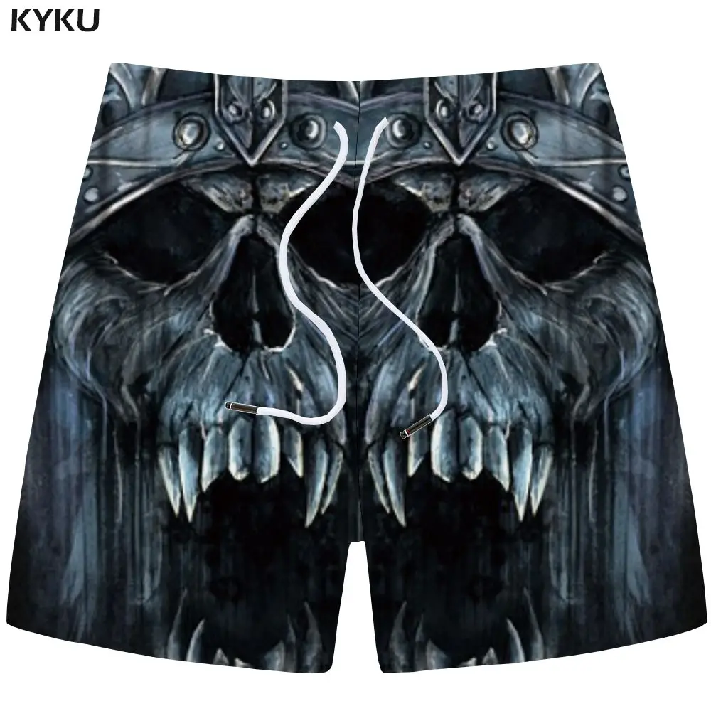 Mens Shorts 16 KYKU шорты с черепом, мужские серые шорты Карго, повседневные готические шорты с 3d принтом, пляжные шорты для фитнеса, мужские короткие штаны, лето - Цвет: Mens Shorts 16