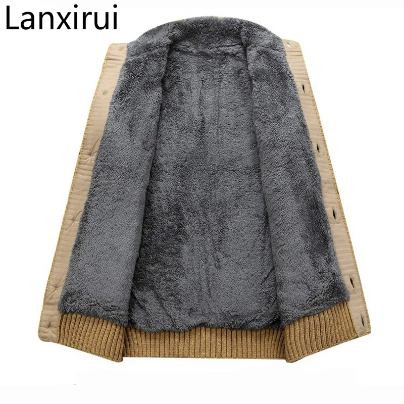 Мужской флисовый кардиган, свитера, Повседневный свитер Strickjacke, мужской теплый толстый свитер с воротником-стойкой, 3xl
