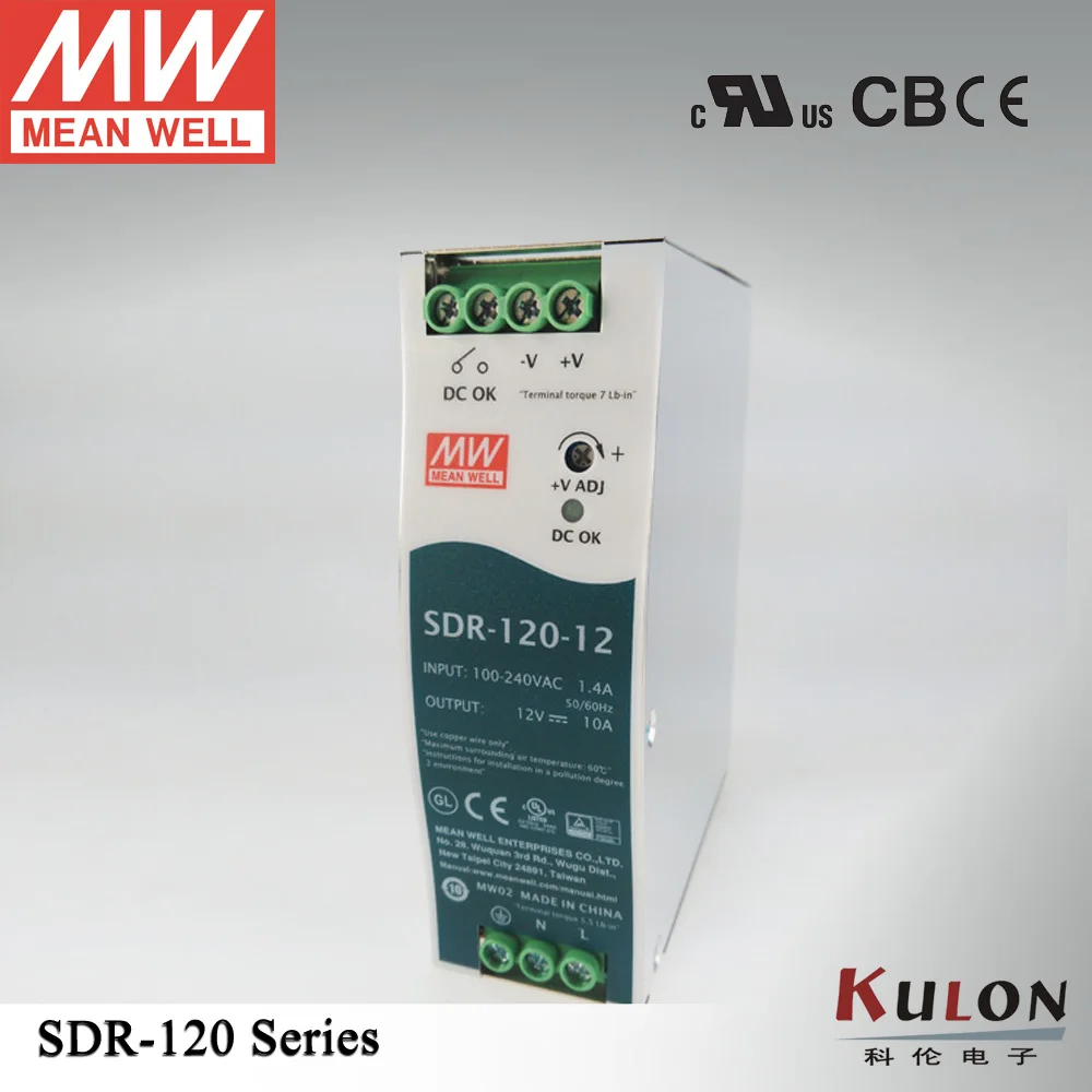 

Оригинал, блок питания MEAN WELL SDR-120-12 с одним выходом, 120 Вт, 12 В, 10 А, Промышленный источник питания на DIN-рейку meanwell SDR-120 с PFC, тонкий размер