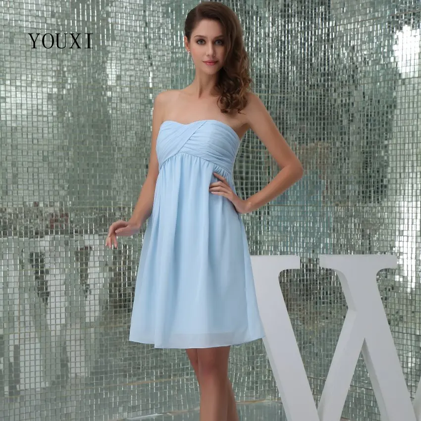 

Blue Chiffon Short Bridesmaid Dresses 2017 New Fashion Wedding Party Dresses robe demoiselle d'honneur Prom Gowns BD25