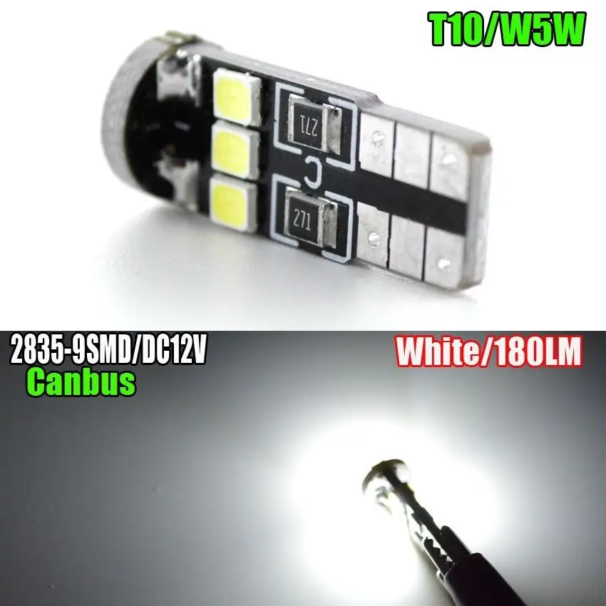 10XCanbus T10 2835 9SMD Светодиодная лампа без ошибок клиновидная номерного знака|t10 led