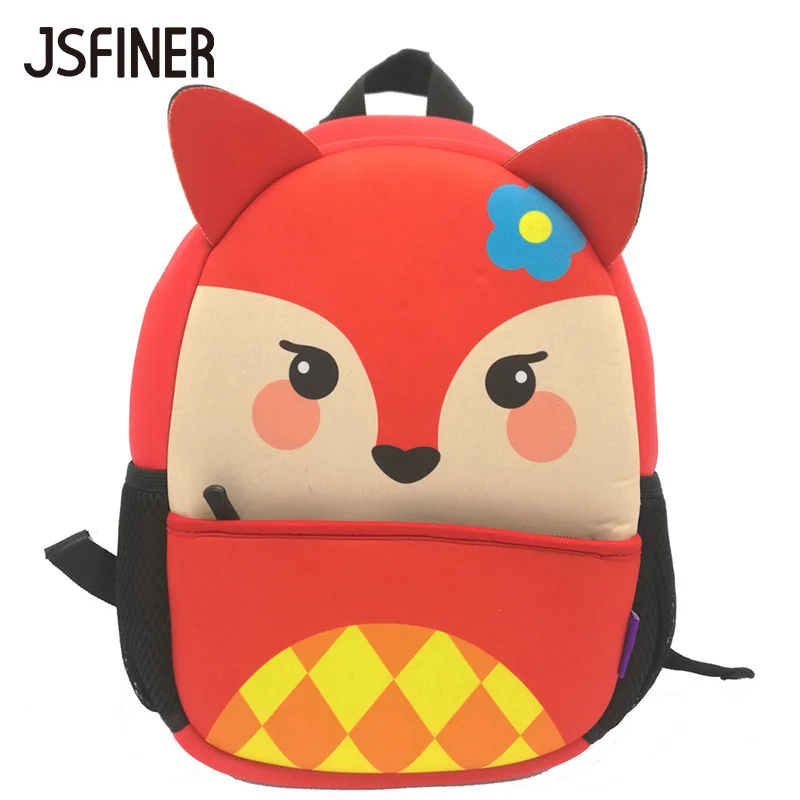 JSFINER 3D милый дизайн животного лисы неопреновый рюкзак детские школьные сумки для