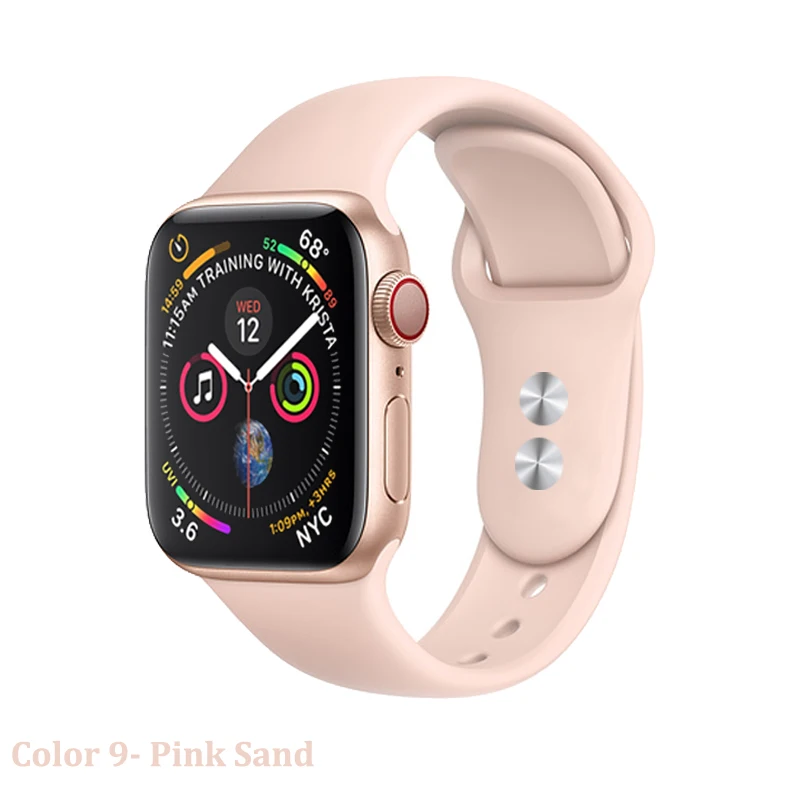 Спорт Силиконовый ремешок для Корреа Apple watch группа 4 44 мм 40 iwatch 3 2 42mm 38 браслет pulseira