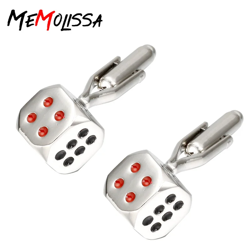 

MeMolissa Formal Red black dice Cufflink for Mens Suits Buttons Geometric Wedding Cufflink French Grooms Shirt Brand Cuff Links