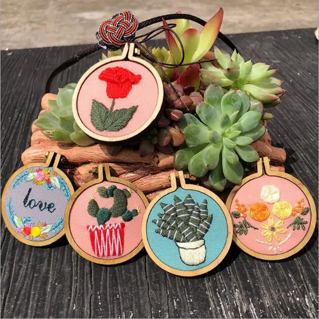 

5x5cm Flower Shop Plant Series European embroidery kit simple three-dimensional embroidery Ribbon kit embroidery needlework