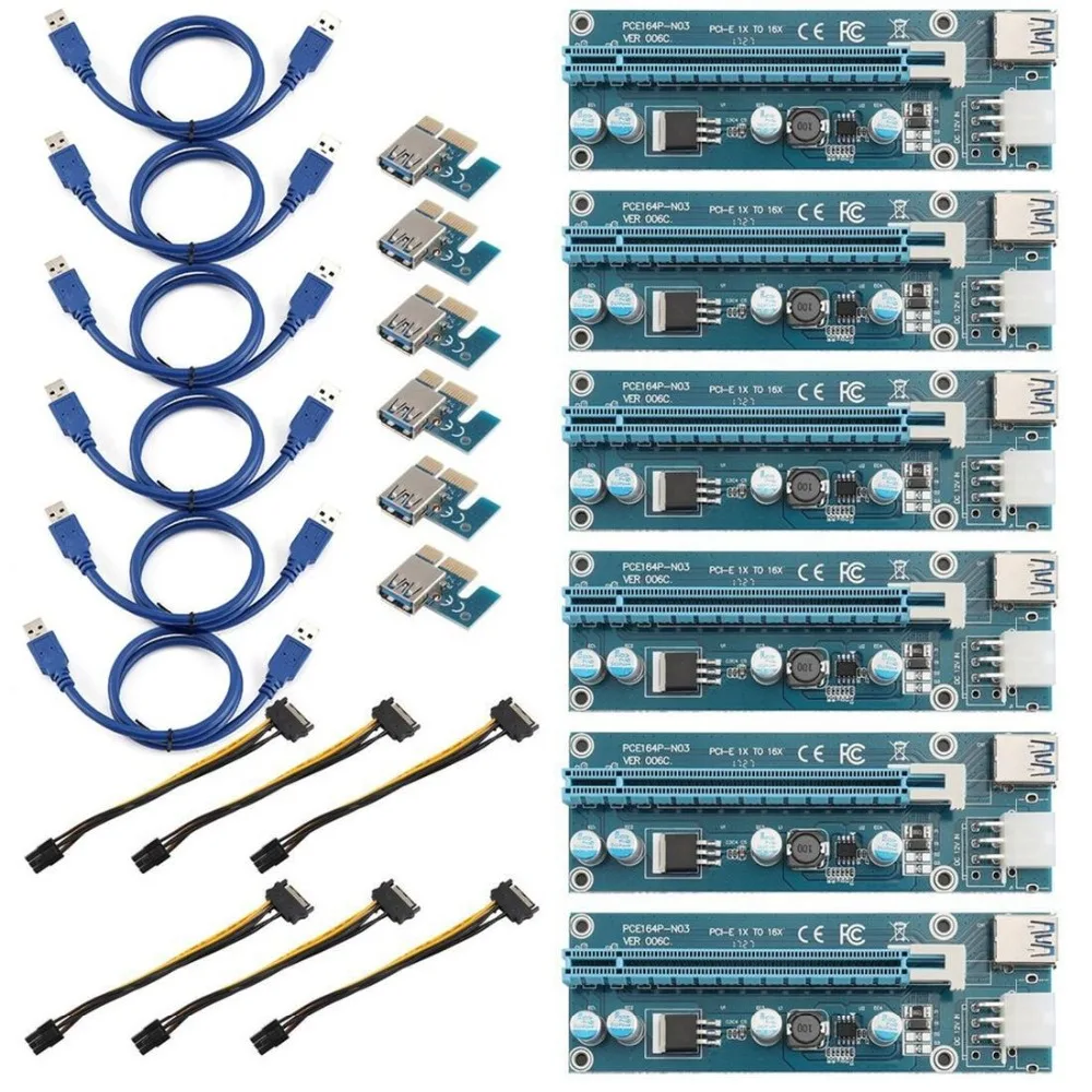 6PIN интерфейс питания PCI E удлинитель 1X до 16X Riser Card кабель|Комплекты умного дома| |