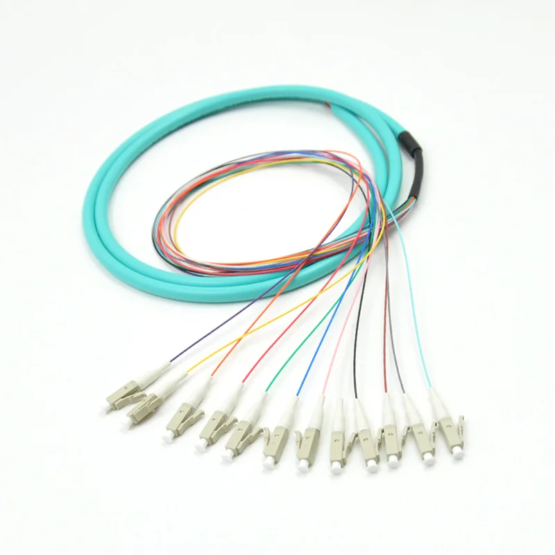 

LC 12 cores OM3 Simplex mode fanout fiber pigtail LC Connector multimode 1.5M Bundle fiber optic Pigtails Free shipping