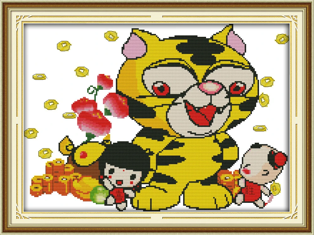 Набор для творчества Lucky Boy Girl and Cat картины с вышивкой крестом 11CT домашний
