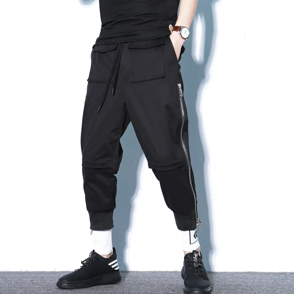 Summer Men personality punk hiphop harem pants nightclub singer stage costume trousers men hip hop cargo joggers streetwear | Мужская
