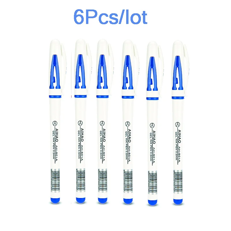 6pcs Blue 6 шт./лот, Высококачественная гелевая ручка, черные, синие и красные чернила, 0,5 мм, очень хорошие гелевые ручки для письма, ручка для офисов и школ, принадлежности - Цвет: 6pcs Blue