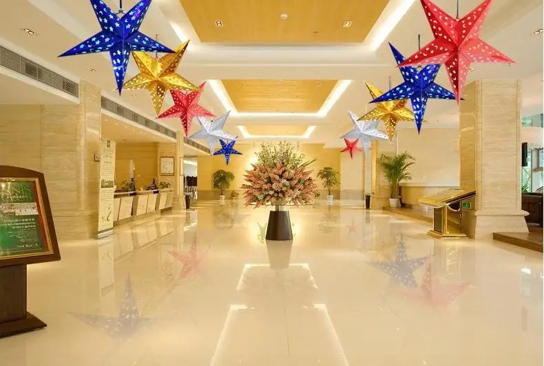 

New Arrive Christmas Ornament 30cm Paper five-star star lampshade Christmas scene layout Paper Decorations SN1717