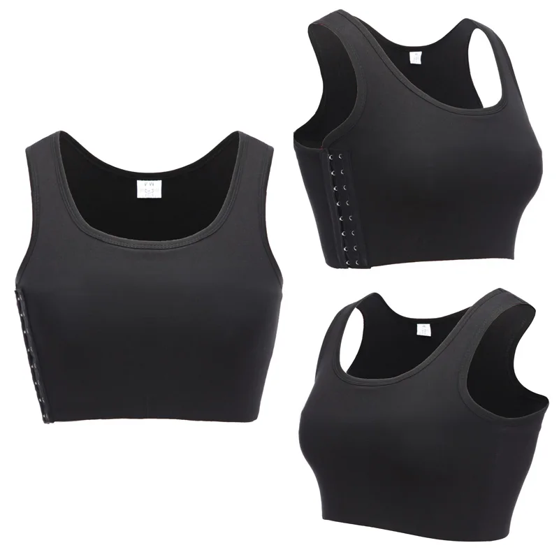 Cotton Black Женский корсет для коррекции груди 3 ряда с плоским передним крюком, повседневный компрессионный корсет для коррекции фигуры, корсет для коррекции фигуры, S-6XL - Цвет: Cotton Black