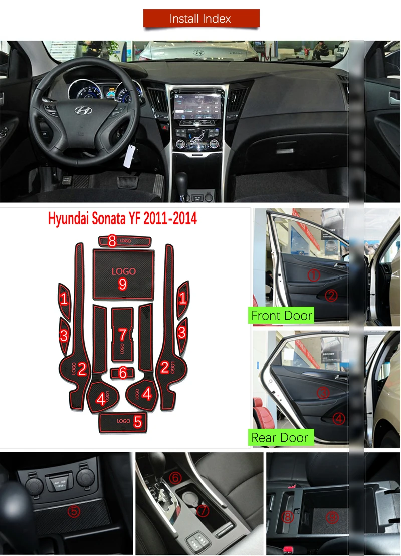 Противоскользящий коврик для разъема ворот резиновые подставки Hyundai Sonata YF i45 2011