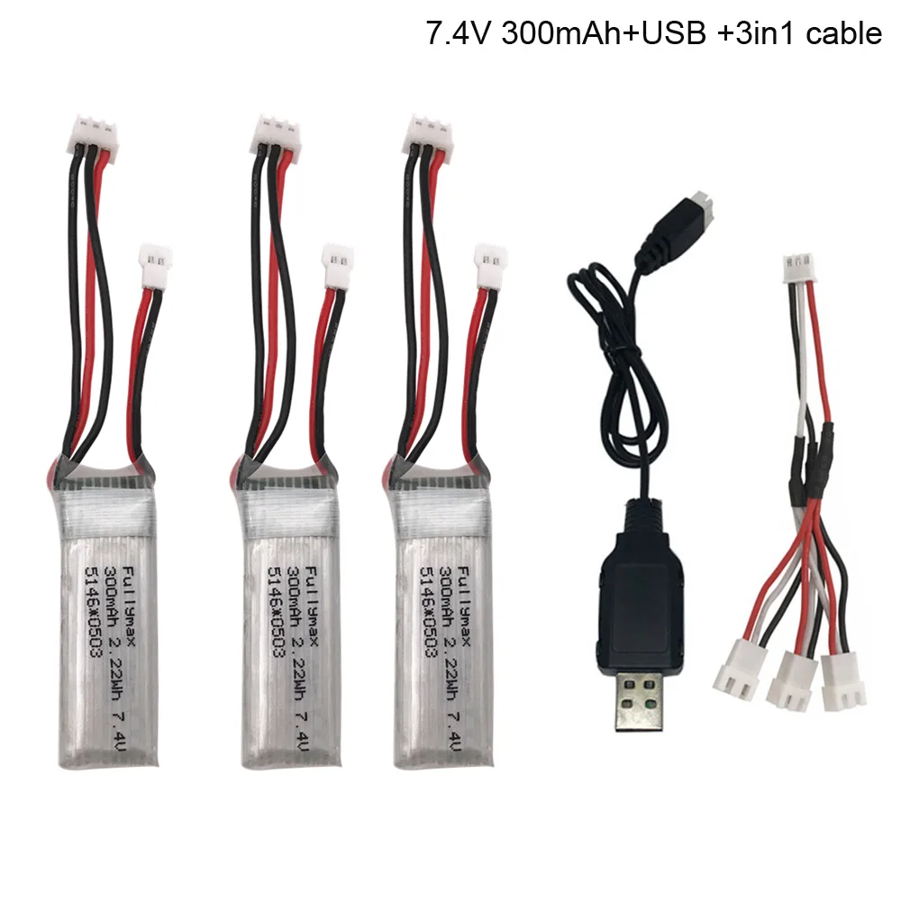 Lipo аккумулятор 7 4 В 300 мА · ч с USB зарядным устройством 3 в 1 кабель для WLToys F959 XK A600 A700