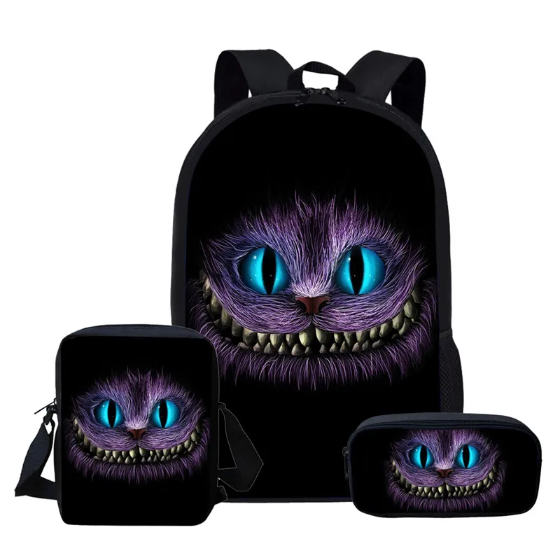 

FORUDESIGNS Cheshire Cat Girls Schoolbags Kids Satchel School Backpack Children Primary School Bag for Boys Mochila Infantil