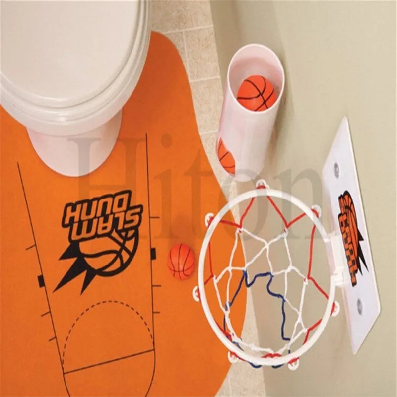 Смешно Slam Dunk Туалет Баскетбол Ковер Ванная Комната Игры Гаджет Шутки Подарок