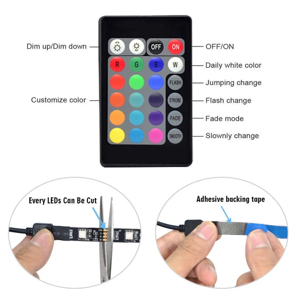 Светодио дный Wi Fi Alexa ТВ Подсветка комплект 5VDC 6 56 футов Multi Цвет RGB гибкие