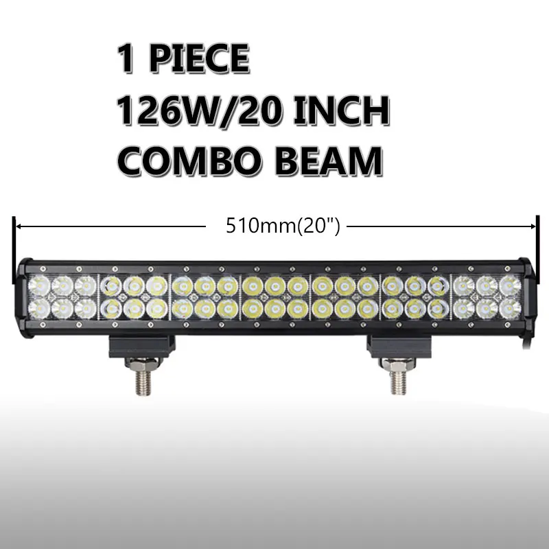 1pcs 126w 20inch 4, 7, 9, 12 лет 17 20 28 36-44 дюйма внедорожный светодиодный светильник бар комбо балка Barra светодиодный бар offroad 12V 24V светодиодный рабочий светильник для 4x4 УАЗ ATV внедорожник - Цвет: 1pcs 126w 20inch