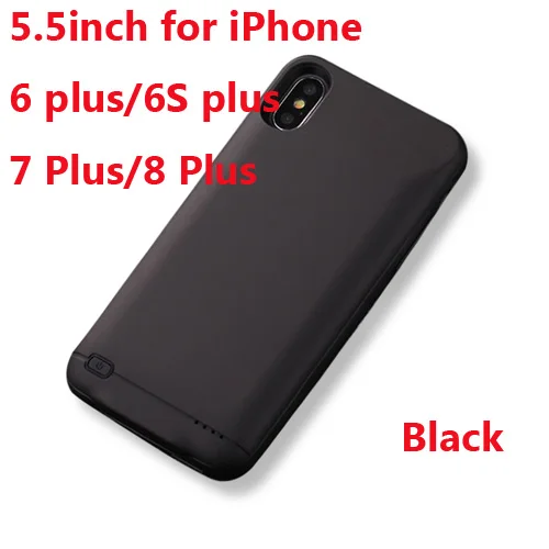 6P 6sP 7P 8P Black Чехол для зарядного устройства для iPhone 6, 6s, 7, 8 Plus, 3000 мАч/4000 мАч/5000 мАч, чехол для зарядного устройства для iPhone X, XR, Xs, чехол для зарядки аккумулятора - Цвет: 6P 6sP 7P 8P Black