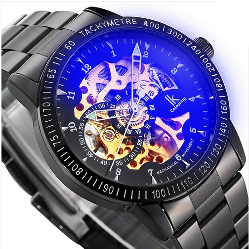 Мужские автоматические механические наручные часы с браслетом из нержавеющей