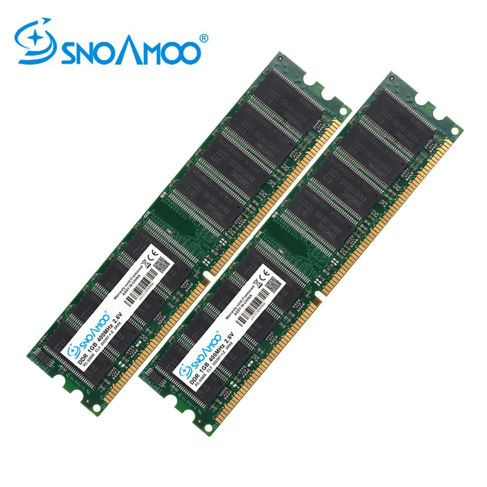 SNOAMOO DDR 2pcsx1GB 400MHz PC3200 184PIN CL3 RAM High Quality Memory For Desktop DIMM Lifetime Warranty