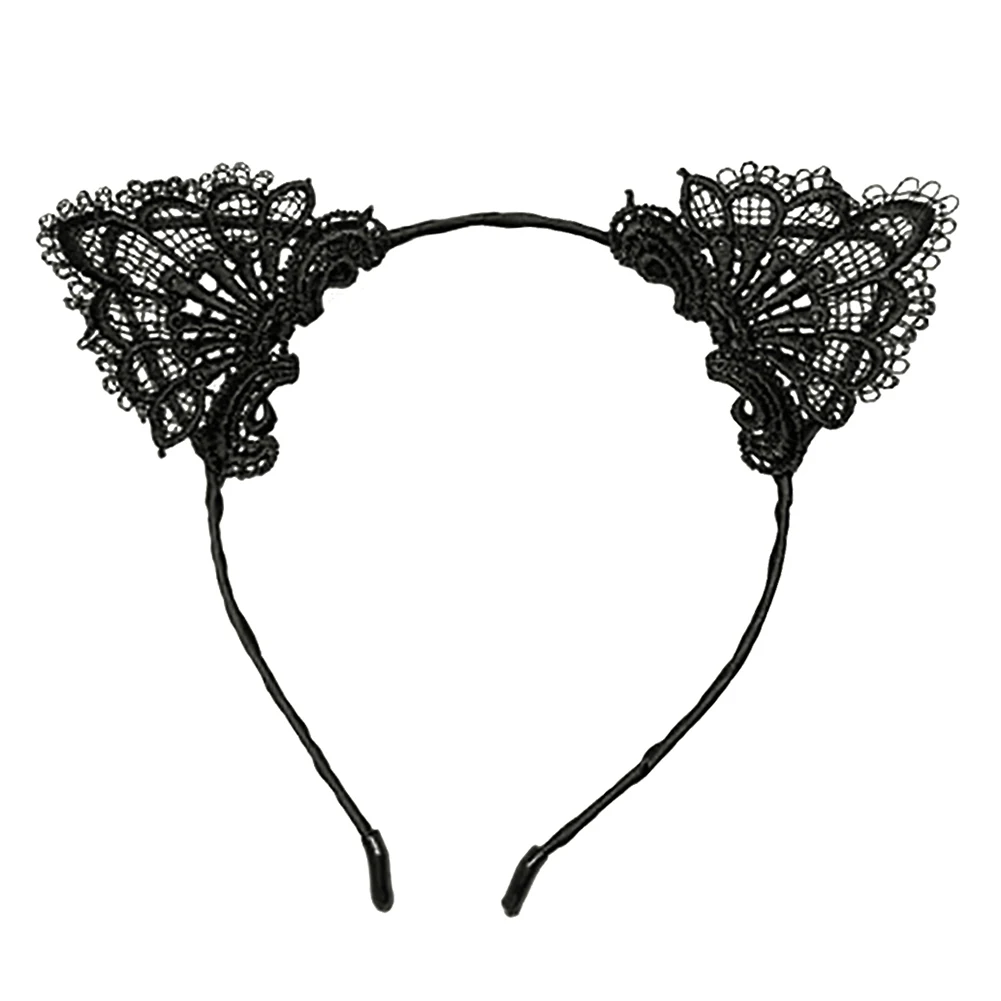 Bluelans Girls Kids Cute Black Cat Ear Headwear Party Lace Hair Head Bands Headband | Украшения и аксессуары