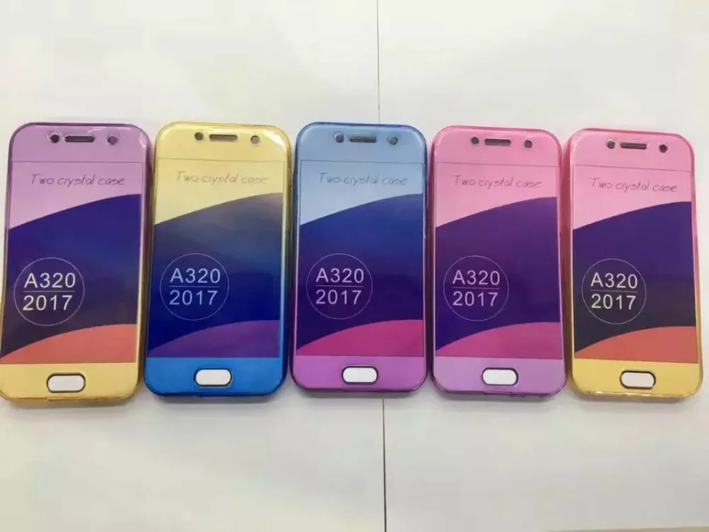 Touchable 360 Protective Gradient Color Case For Samsung galaxy A3 A5 A7 2017 Soft TPU Front Back Cover A320 A520 A720 |