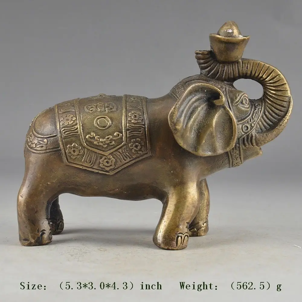 

Elaborate Chinese Copper Handwork Old Vivid Elephant Auspicious Ornament Statue