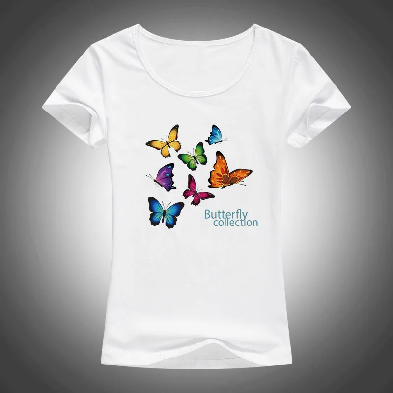 Новинка 2017 красивая коллекция футболок с бабочкой женская летняя Милая футболка