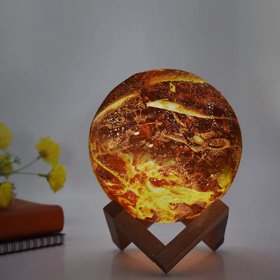 BEIAIDI 3d лампа с пламенем Лунная красочная меняющая планету ночник USB