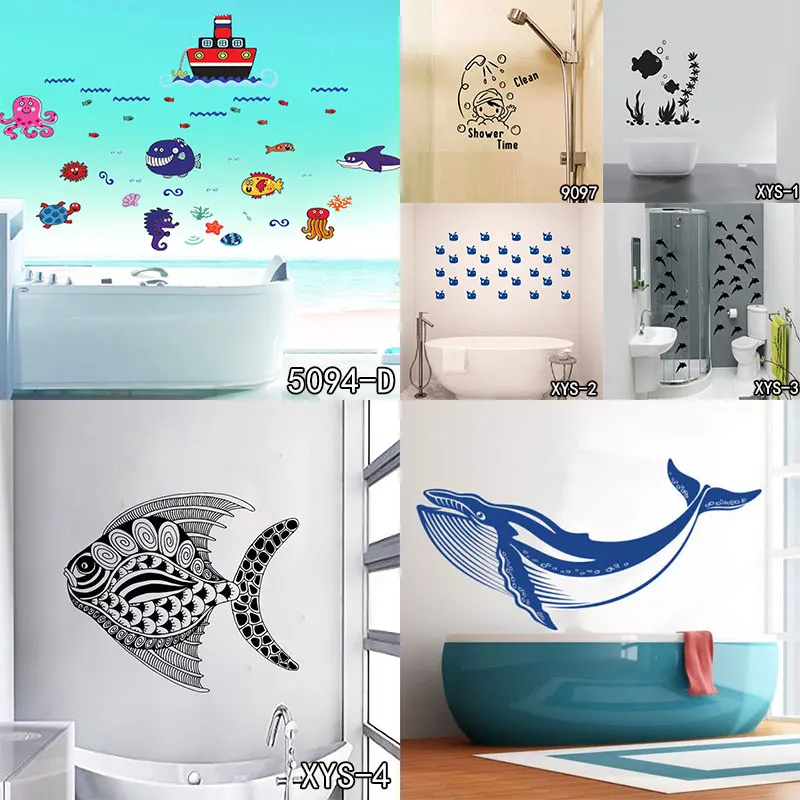 Настенные стикеры в виде рыб осьминогов и душевой кабины домашний декор для