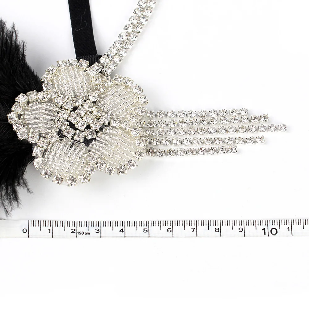 Great Gatsby обруч с завязкой элегантная со стразами Цветочная кисточка 1920 s винтажный ободок для волос старый Голливуд Glam головной убор