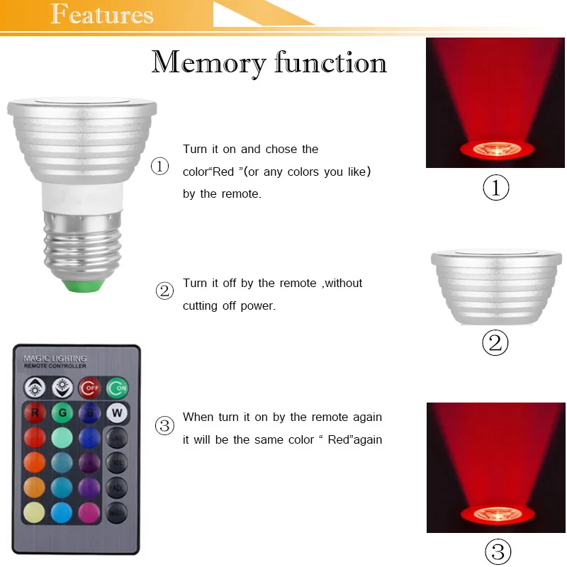 E27 E14 GU10 RGB светодиодный ная лампа MR16 3 Вт 5 Bombillas с регулируемой яркостью освещения